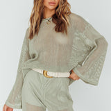 Mahina Long Sleeve Net Top Sage