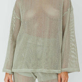 Mahina Long Sleeve Net Top Sage