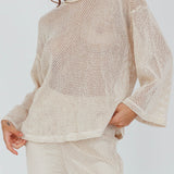 Mahina Long Sleeve Net Top Sand