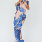 Tumi Short Sleeve Maxi Dress Printed Beige