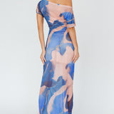 Tumi Short Sleeve Maxi Dress Printed Beige