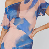 Tumi Short Sleeve Maxi Dress Printed Beige