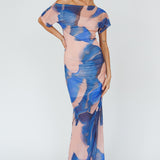 Tumi Short Sleeve Maxi Dress Printed Beige