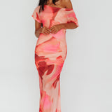 Tumi Short Sleeve Maxi Dress Printed Red
