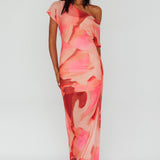 Tumi Short Sleeve Maxi Dress Printed Red