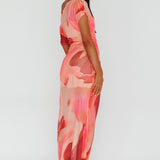 Tumi Short Sleeve Maxi Dress Printed Red