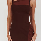 Zenya Split Ruched Maxi Dress Chocolate
