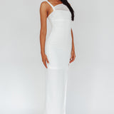 Zenya Split Ruched Midi Dress White