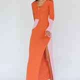 Karsen Long Sleeve Crochet Maxi Dress Orange