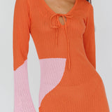 Karsen Long Sleeve Crochet Maxi Dress Orange