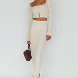 Lauryn Stretch Maxi Skirt Beige