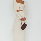 Lauryn Stretch Maxi Skirt Beige