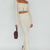 Lauryn Stretch Maxi Skirt Beige