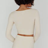 Lauryn Lace Bust Long Sleeve Top Beige