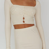 Lauryn Lace Bust Long Sleeve Top Beige