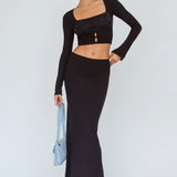 Lauryn Lace Bust Long Sleeve Top Black