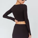 Lauryn Lace Bust Long Sleeve Top Black