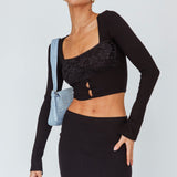 Lauryn Lace Bust Long Sleeve Top Black