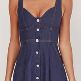 Pixie Dust Button Front Midi Dress Dark Denim