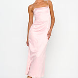 Teneal Lace-Up Back Midi Dress Blush
