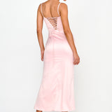 Teneal Lace-Up Back Midi Dress Blush