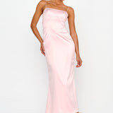 Teneal Lace-Up Back Midi Dress Blush
