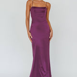 Teneal Lace-Up Back Maxi Dress Plum