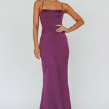 Teneal Lace-Up Back Maxi Dress Plum