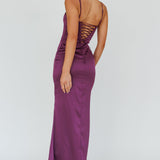 Teneal Lace-Up Back Maxi Dress Plum