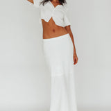 Roman Button-Up Crop Top Textured White