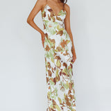 Egypt Cami Strap Maxi Dress Print Green