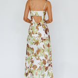 Egypt Cami Strap Maxi Dress Print Green