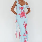 Sun Lover Ruffle Trim Maxi Dress Lily Blue