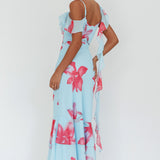 Sun Lover Ruffle Trim Maxi Dress Lily Blue
