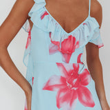 Sun Lover Ruffle Trim Maxi Dress Lily Blue