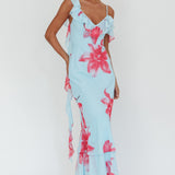 Sun Lover Ruffle Trim Maxi Dress Lily Blue