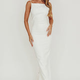 Yindi Backless Boat Neck Maxi Dress White
