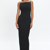 Yindi Backless Boat Neck Maxi Dress Black
