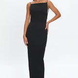 Yindi Backless Boat Neck Maxi Dress Black