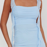 Blushing Ruffle Trim Maxi Dress Blue