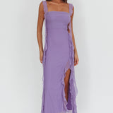 Blushing Ruffle Trim Maxi Dress Lilac