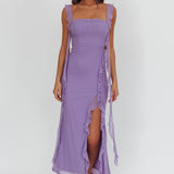 Blushing Ruffle Trim Maxi Dress Lilac