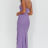 Blushing Ruffle Trim Maxi Dress Lilac