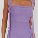 Blushing Ruffle Trim Maxi Dress Lilac