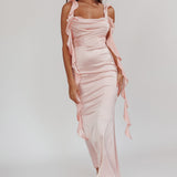 Blushing Ruffle Trim Midi Dress Baby Pink