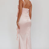 Blushing Ruffle Trim Midi Dress Baby Pink