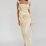 Blushing Ruffle Trim Midi Dress Butter