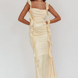Blushing Ruffle Trim Midi Dress Butter