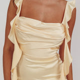 Blushing Ruffle Trim Midi Dress Butter