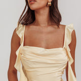 Blushing Ruffle Trim Midi Dress Butter